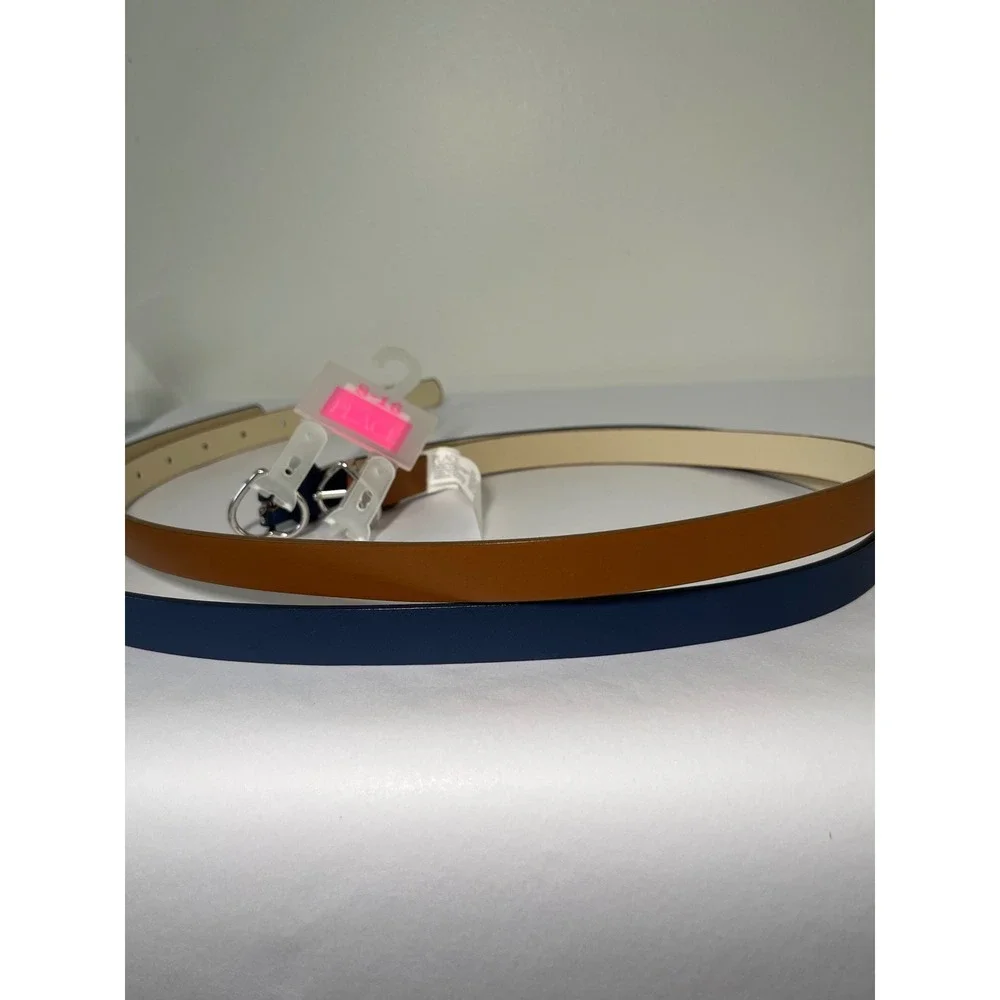 The Childrens Place Girls 2 Pack Heart Buckle Belts Navy Brown Size 8-16 NWT